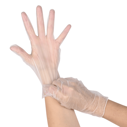 Caja De 100  Guantes De Vinilo Transp. Talla S