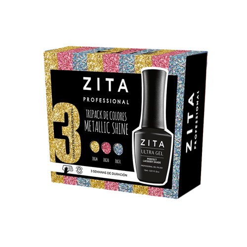 Pack 3 Esmalte Zita Permanente, Metallic Shine