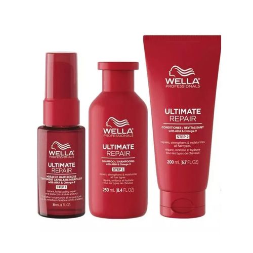 Combo Wella Ultimate Repair Shampoo 250ml + Acond 200ml + Miracle Hair 30ml