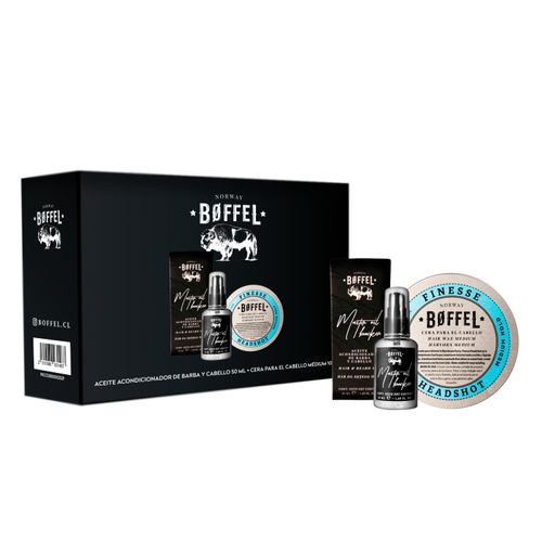 Combo Boffel Aceite Hair Beard 50ml + Cera para el Cabello Medium 100gr